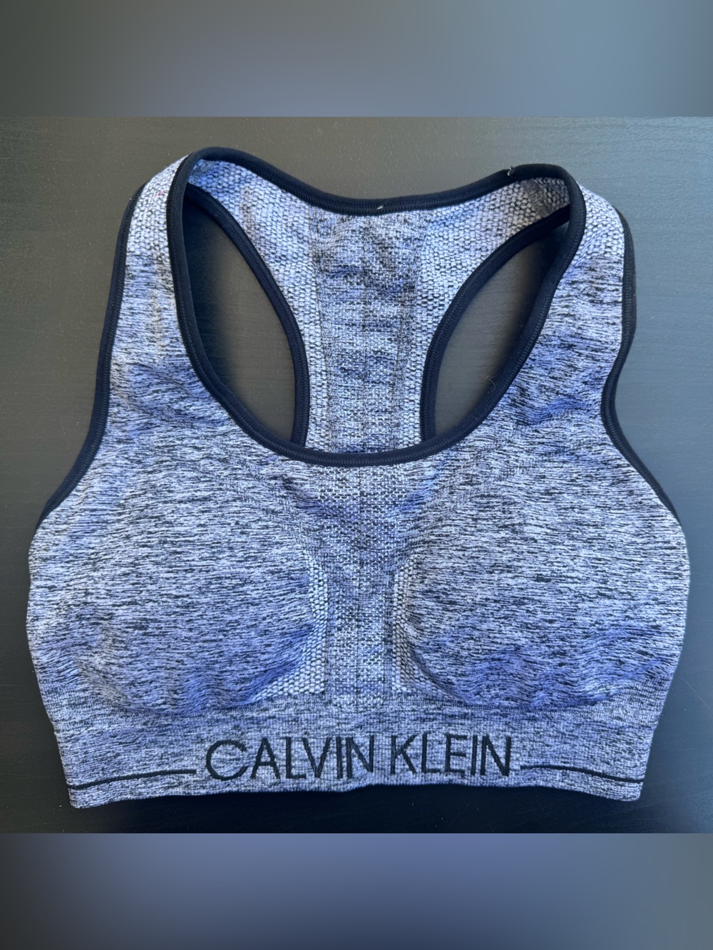 Calvin Klein Heather Blue-Gray Seamless Racerback Sports Bra